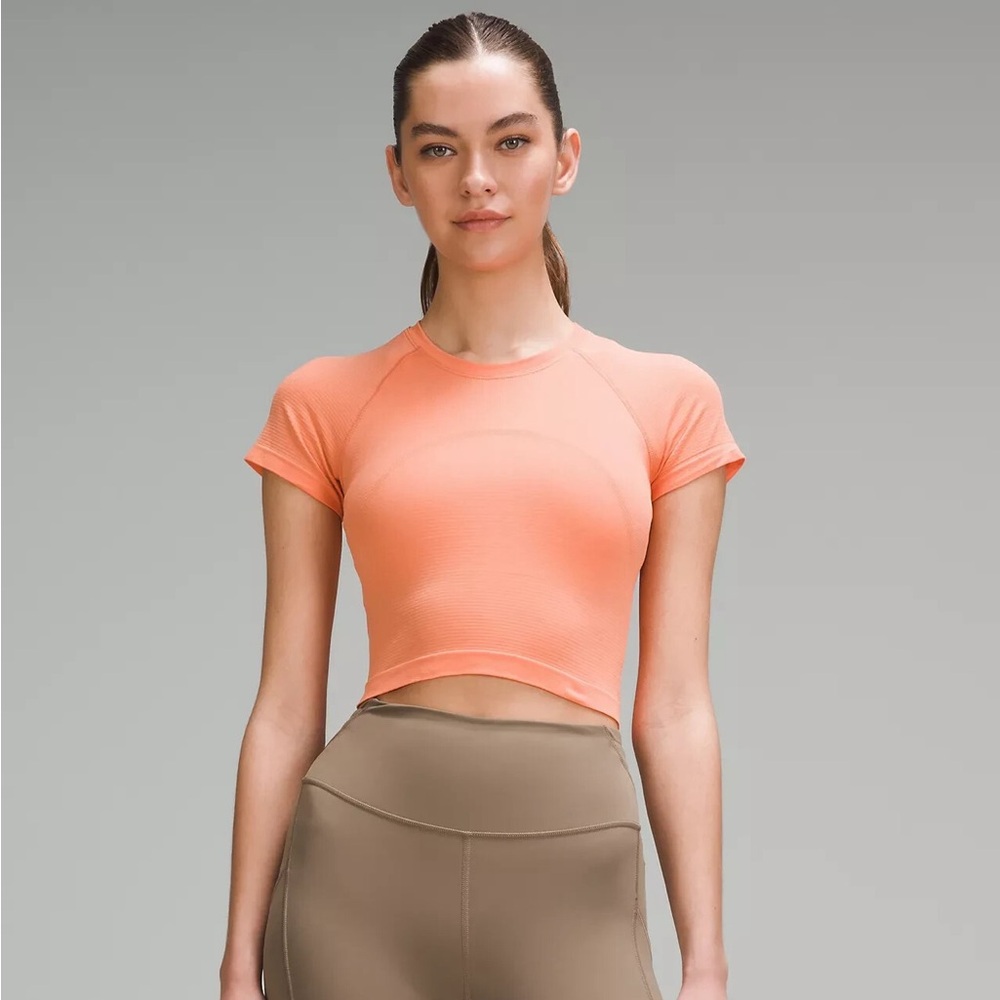 Lululemon Swiftly Tech Cropped Short-Sleeve *Coral Kiss